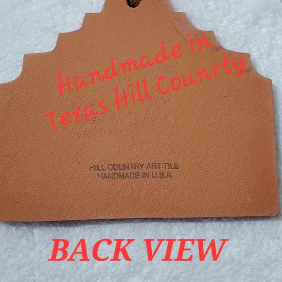 Set of 4 Handmade Tile Southwest Native American Design Ornaments - Picture 5 of 6